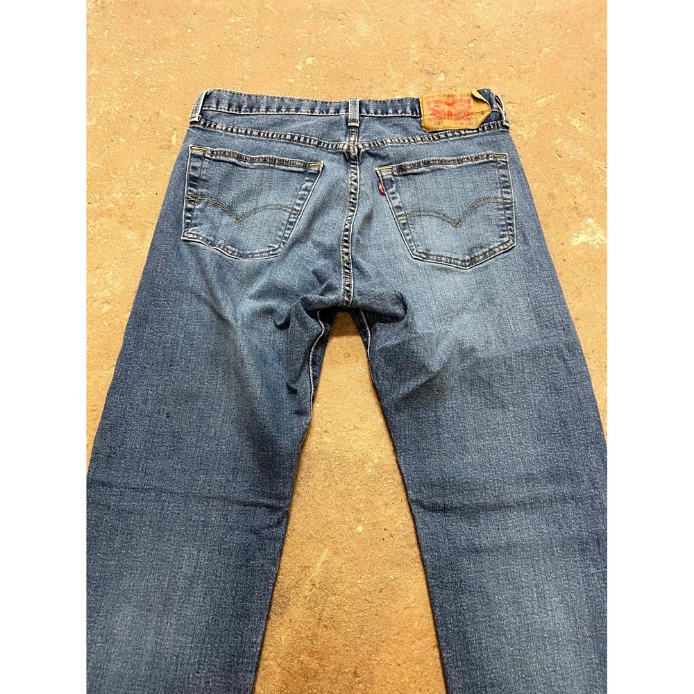 Levi's 501 Original Jeans Mens 34x32 Blue Denim Cotton Stretch Mid Rise Straight - Picture 14 of 16